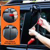 Hands use a red tool to open a car door, demonstrating how to use the multi-purpose car door tool kit without damage.