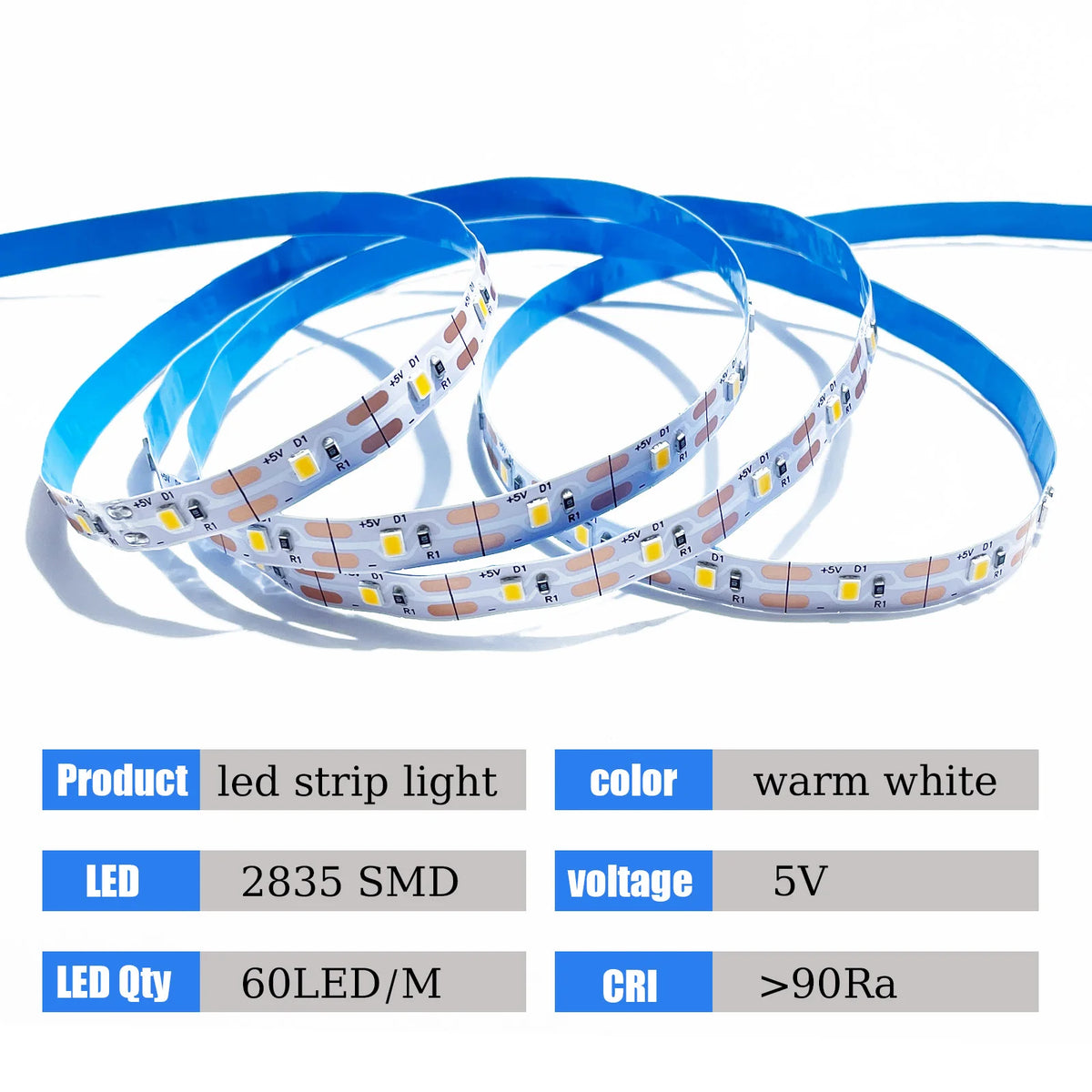 شرائط إضاءة LED دافئة بيضاء قابلة للطي على شكل لفات لخزائن وديكور