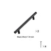 Two black cabinet handles and four small screws are shown.