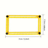 Yellow plastic measuring ruler with markings and dimensions shown against a white background.