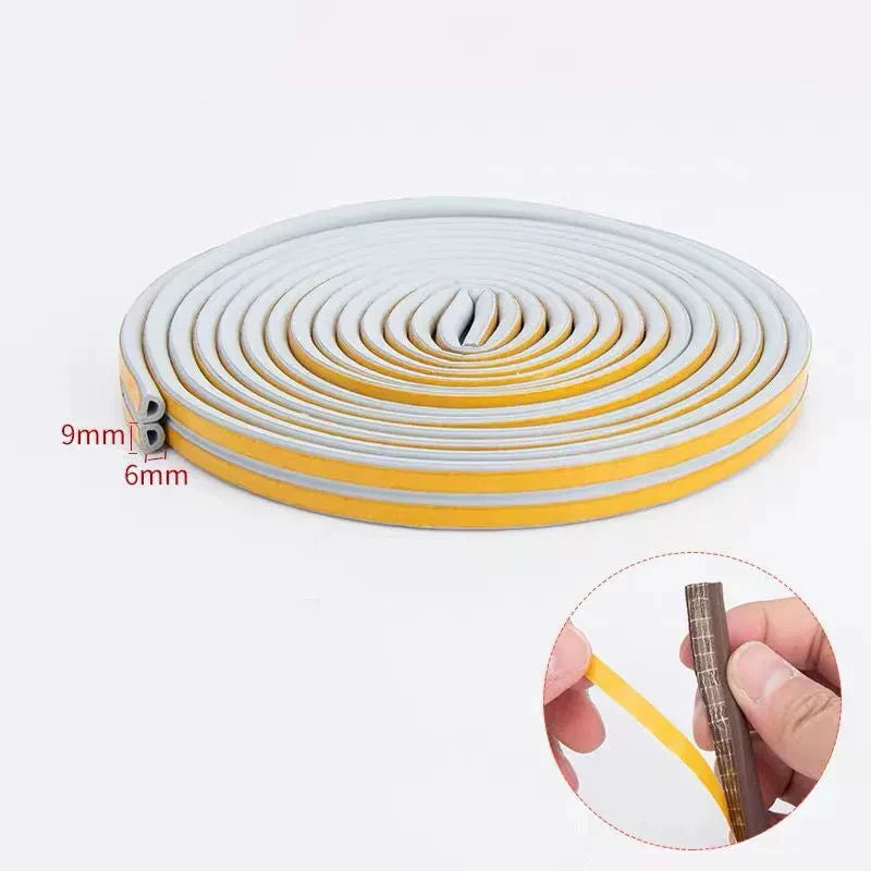 Roll of heavy duty rubber weather stripping seal tape in yellow and gray colors