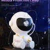 A white astronaut projection lamp with a visor and suit, projecting a nebula pattern against a dark background.