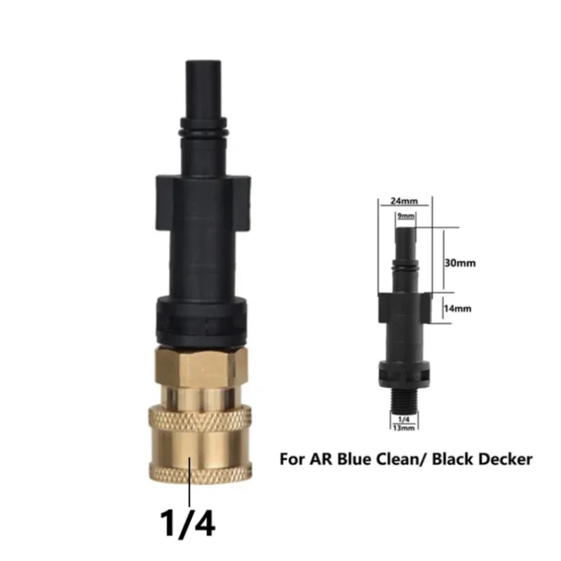 محول سريع الفك بقطر 1/4 بوصة باللون الأسود والنحاسي لغسالات الضغط AR Blue Clean/Black Decker