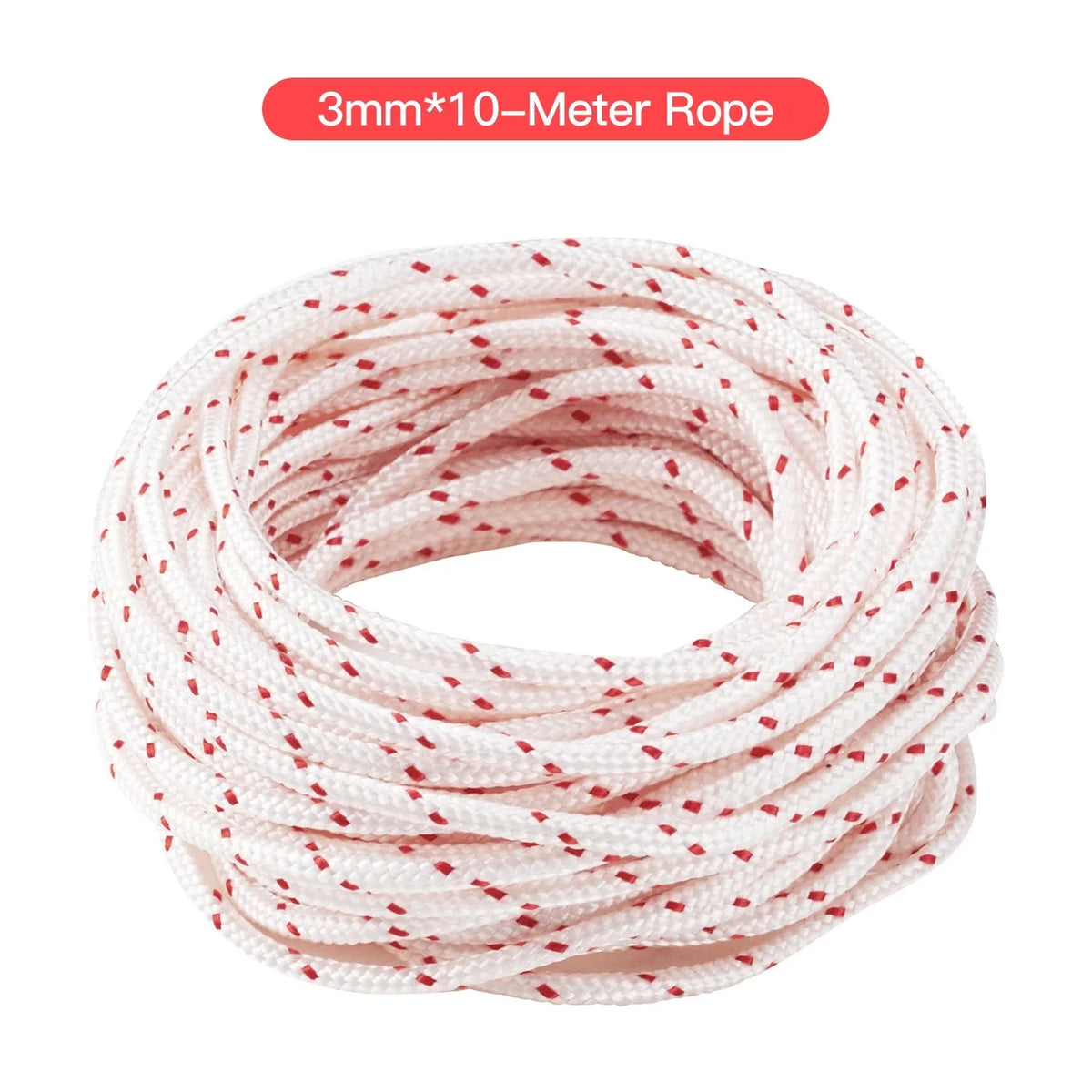 Una bobina de cuerda rosa de 3mm y 10 metros usada como iniciador de retroceso para motosierras y desbrozadoras.