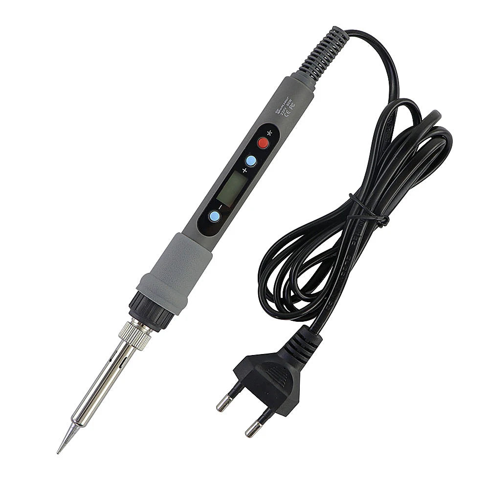 A precision digital soldering iron with a cord and tip for electronics repair.