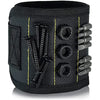 Black magnetic wristband designed for holding tools, featuring multiple tool slots.