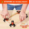 A set of black and orange precision right angle fixing clips used to secure wooden panels.