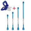 A professional paint sprayer gun extension rod in blue and silver with a red plus sign.