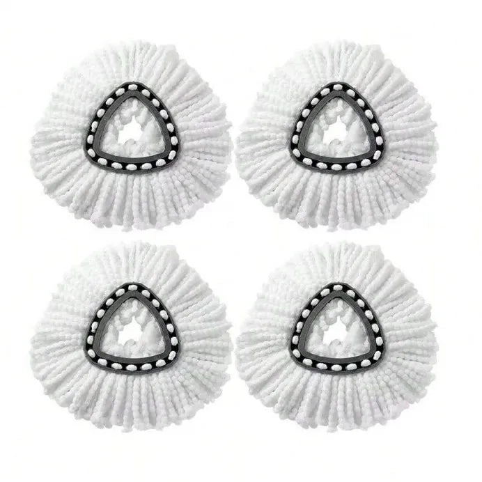 Two white replacement mop heads with a textured, fan-like design and a central triangular opening.