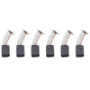 A set of carbon brushes with coiled springs and black holders for power tools.