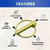 Features of a zinc-plated steel O-ring, highlighting durability, rust resistance, and high strength.