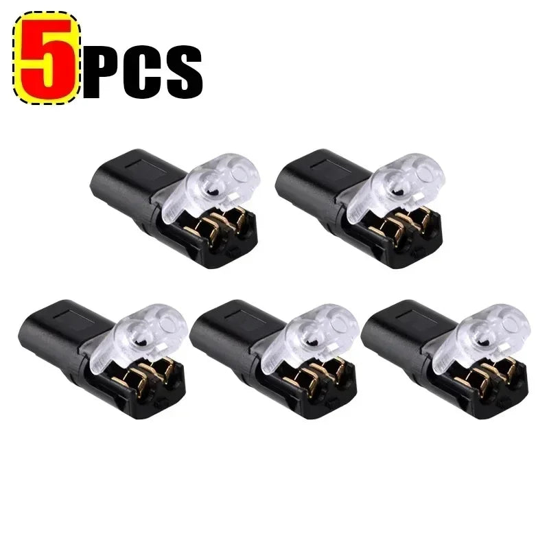 Five pieces of black double-wire LED plug connectors for universal use