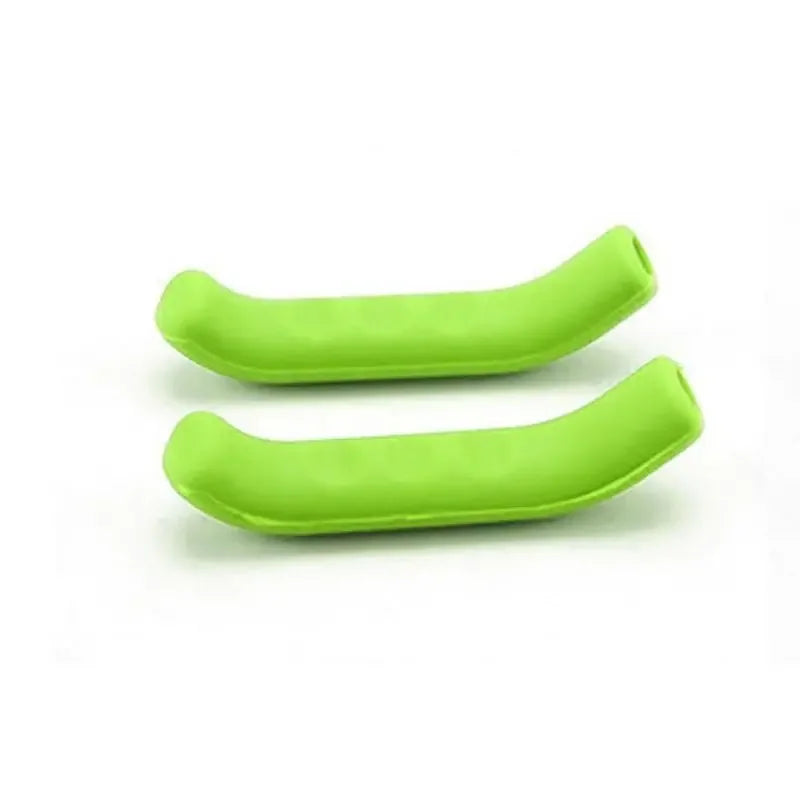 A bright lime green silicone brake lever protector cover for a bicycle.
