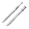 A silver precision 4-prong gem and small parts grabber tool with a textured handle.