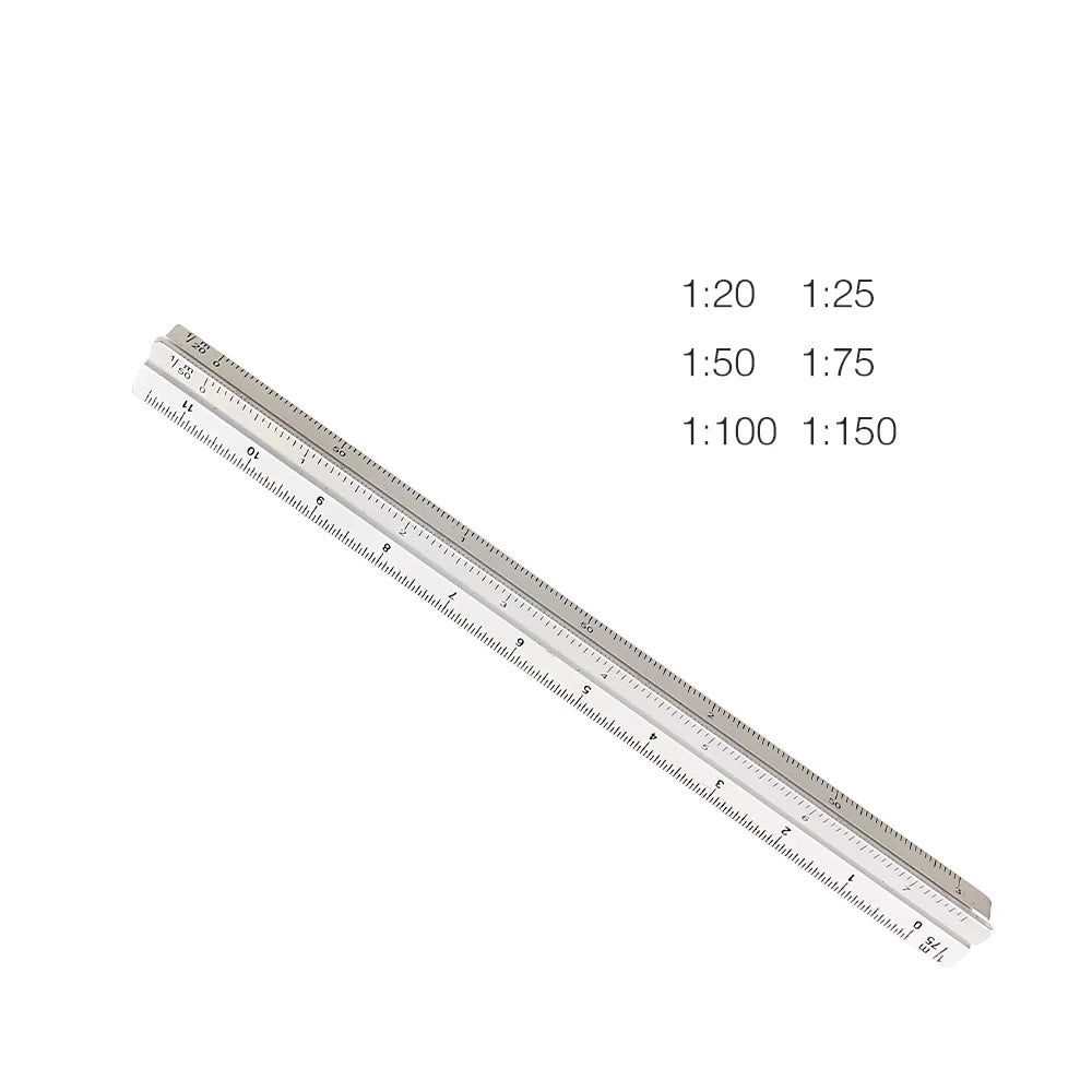 Multicolor aluminum triangular ruler with various magnification scales