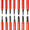 A set of red and black professional insulated electrician screwdrivers with various tips.