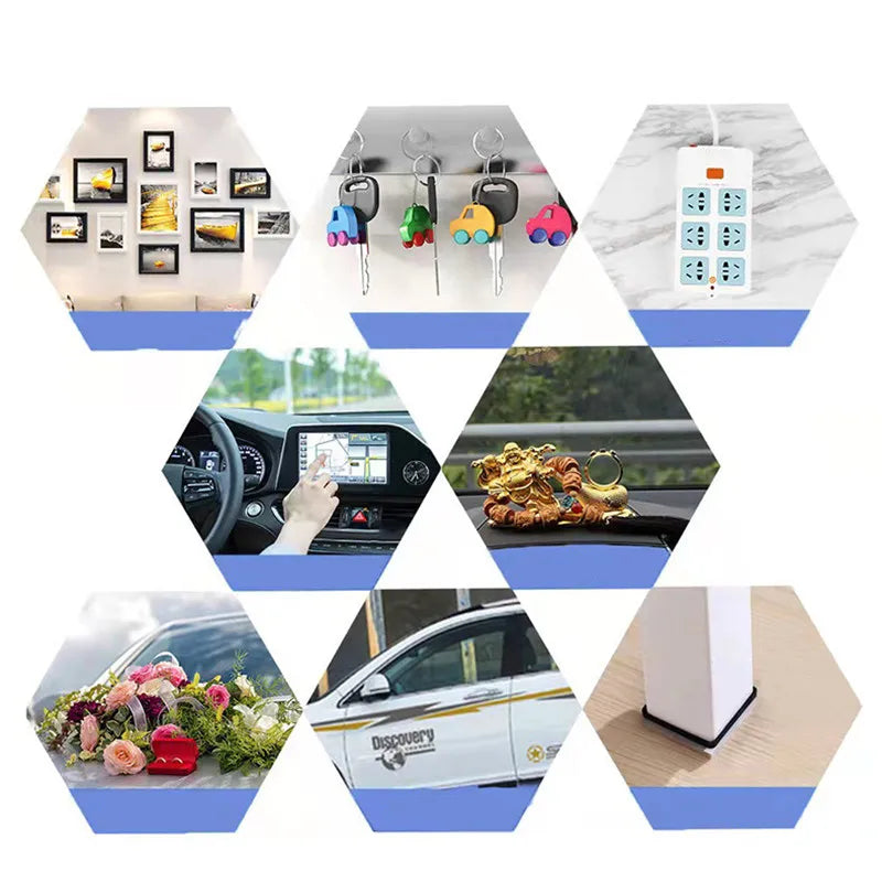 Various applications of ultra-strong double-sided nano adhesive tape including photo mounting, electronics repair, and automo