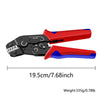 A red and blue precision crimping pliers for jumper wires, shown against a white background.