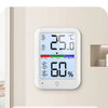 Termómetro digital y medidor de humedad muestran 25.0°C y 60% de humedad con niveles codificados por color para seco, confort