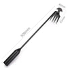 A black multifunctional hand weeder tool with a long shaft and prongs for gardening.