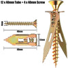 A set of 12 x 40mm tubes and 4 x 40mm screws for self-tapping drywall expansion anchors.
