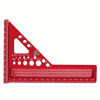 Règle triangulaire en aluminium rouge de précision avec diverses échelles et marques.