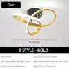 Gold B style modern LED ceiling light fixture with a circular design