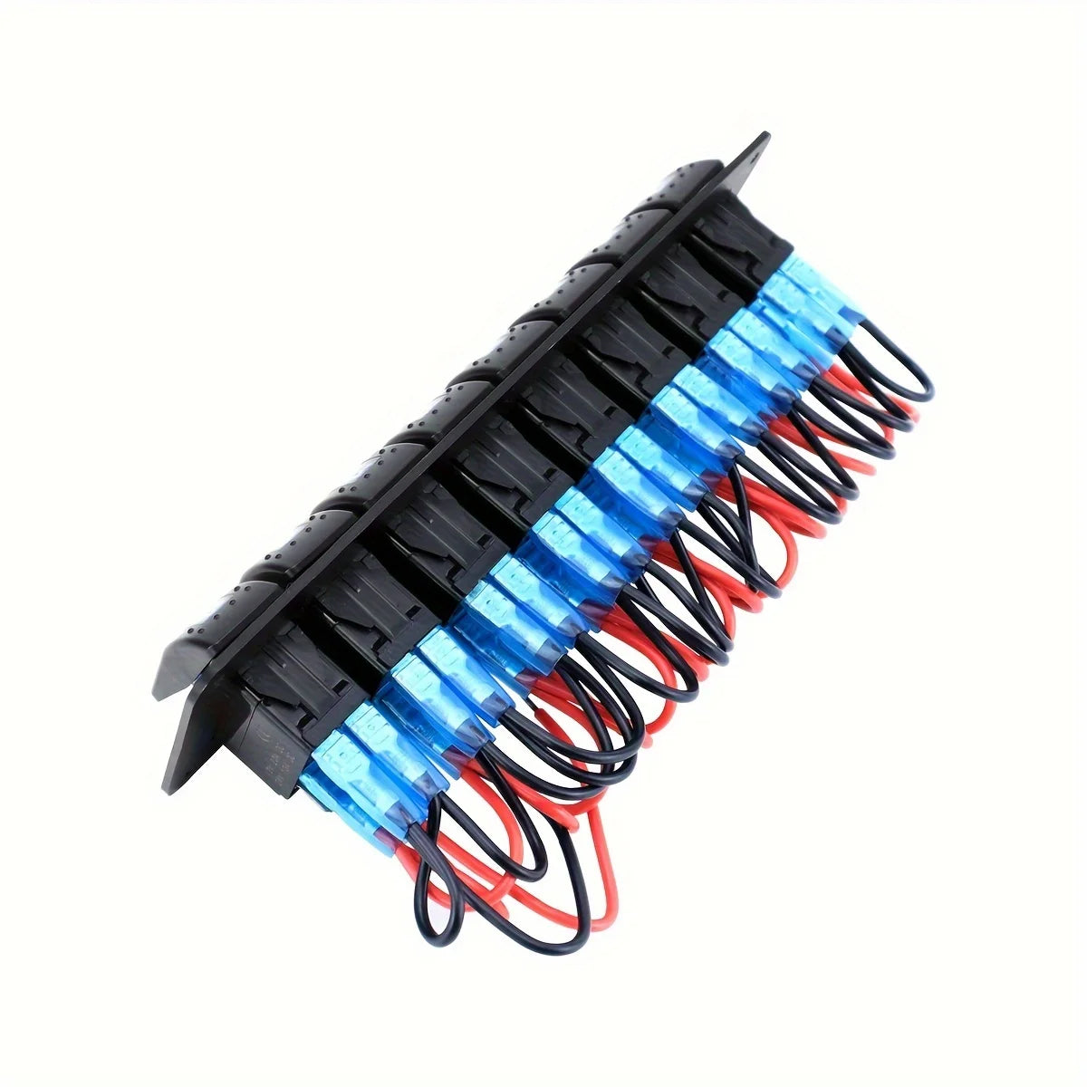 Black and blue multi-group rocker switch panel for automotive and off-road lighting