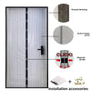 Automatic magnetic mesh door screen featuring pressed hemming, vertical stripes gauze, and a magnetic buckle installation kit
