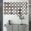 Pegatinas de espejo estilo marroquí con patrón geométrico en pared blanca.