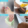 Demonstration of waterproof aluminum foil contact stickers being used for cleaning and self-adhesive application.