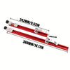 Red precision adjustable circular saw guide rail with various length markings