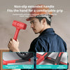 A man holds a red rubber hammer with an extended non-slip handle, demonstrating its grip and features.