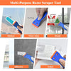 A multi-purpose razor scraper tool used for removing stickers, floor glue, adhesives, and labels from surfaces.
