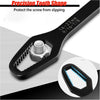 A black precision tooth shape tool designed to protect a screw from slipping, shown with an adjustable size marked.