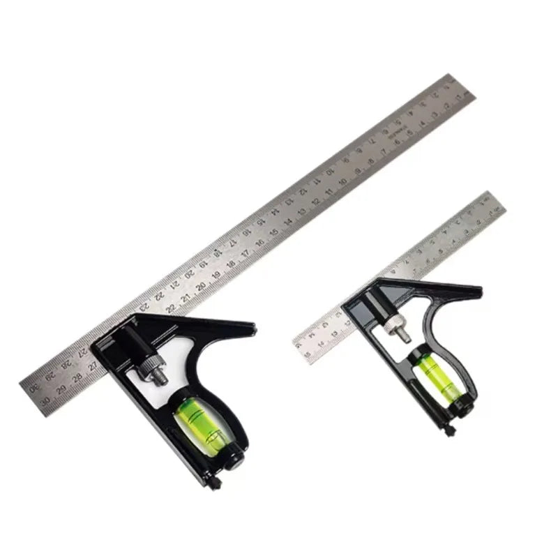 Precision stainless steel combination spirit level set with a ruler and a liquid level