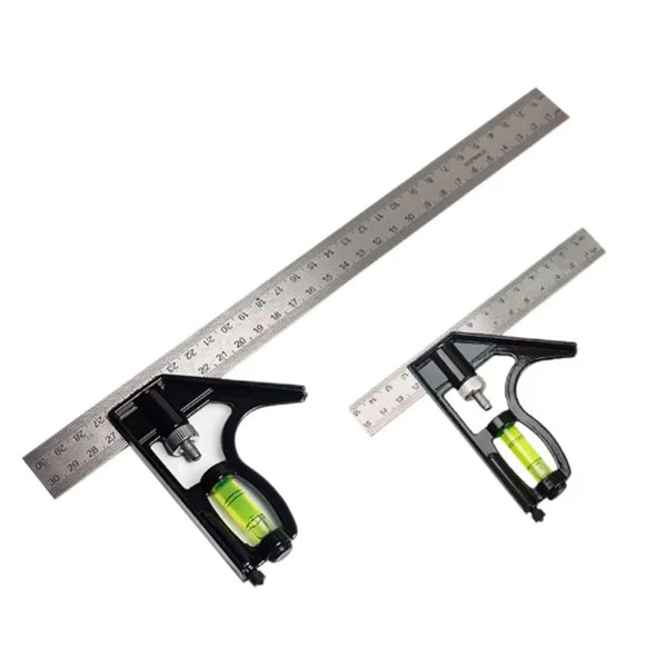Precision stainless steel combination spirit level set with a ruler and a liquid level