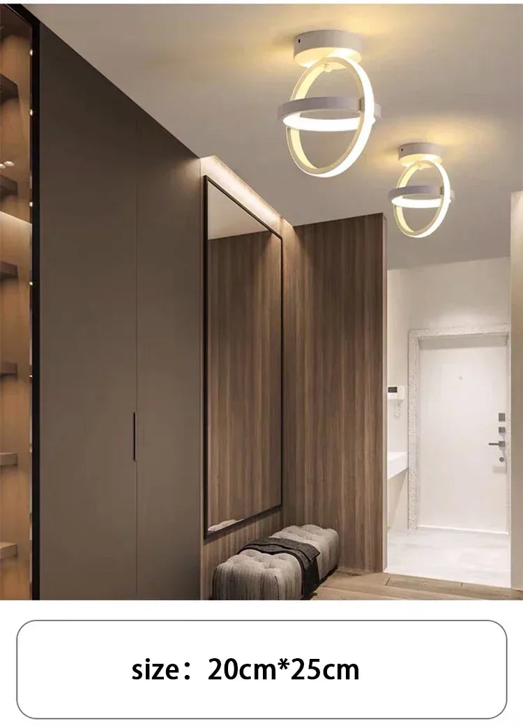 Lámpara de techo LED moderna con diseño circular, iluminando un baño o tocador.