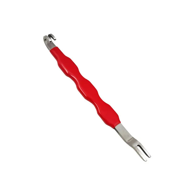 Pince à colliers de tuyaux professionnelle rouge et argentée pour la réparation automobile.