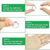 Three steps showing how to use adjuster pads for ring sizing: choosing the right size, installing the sizer, and putting the 