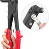 A hand rivet gun kit showing the tool and a close-up of its operation.