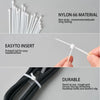 A close-up shows nylon insert cable ties and a durable black cable tie being used for head insertion.