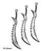 A set of three silver-toned alloy charms shaped like stylized knives or blades for DIY jewelry making.