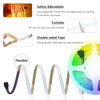 Flexible double-sided LED strip light with a connector cable shown next to a fan.