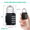 A black heavy duty combination padlock is shown next to a hand, illustrating its size and weight.