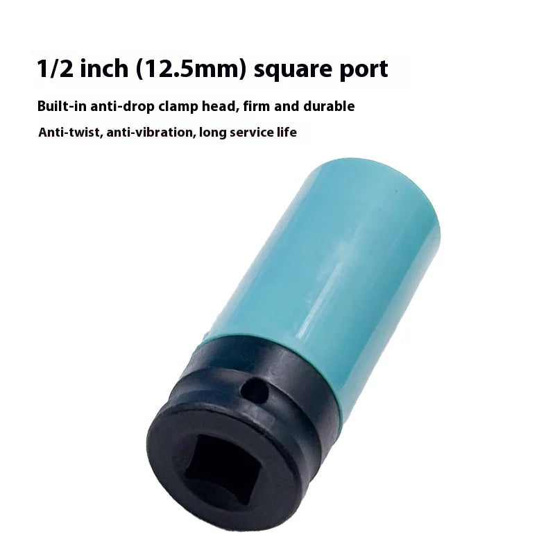 A light blue square port with a black fitting, designed as a built-in anti-drop clamp head.