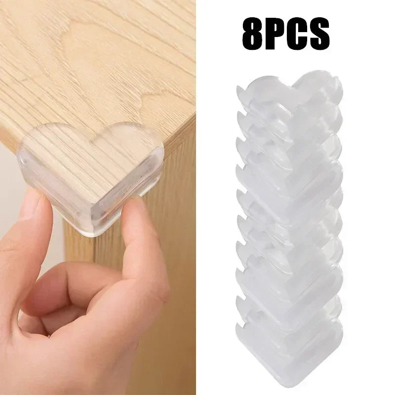 Eight pieces of transparent PVC baby safety edge guards stacked vertically