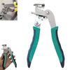 A pair of silver and teal multi-functional automotive clip pliers shown in various angles.