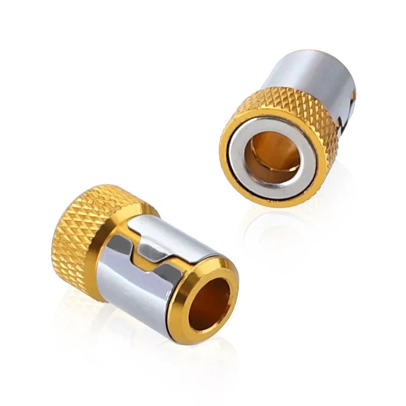Ein Set aus drei magnetischen Schraubendreherhalter mit Gold- und Silberfinish.