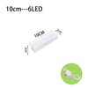 A white LED motion sensor night light with a 10cm length and 6 LEDs.